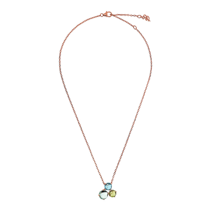 Collier avec Pendentif Trilogie en Pierre Prisma Gem Coupe Mosaïque