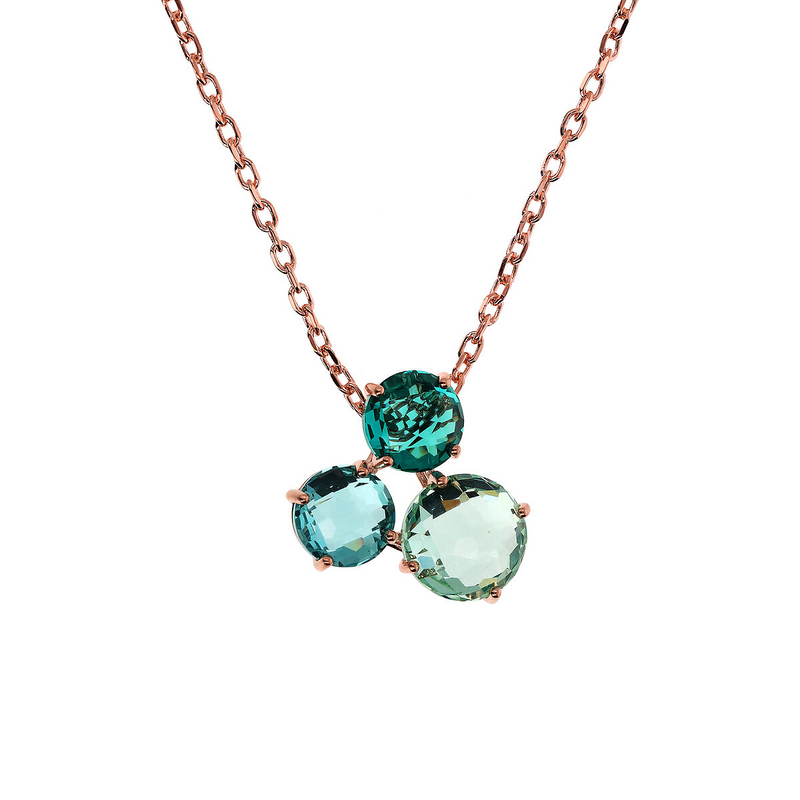 Necklace with Trilogy Pendant in Prism Gem Mosaic Cut