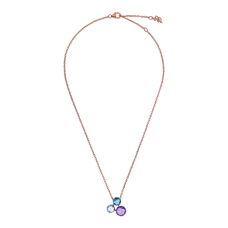 Collier avec Pendentif Trilogie en Pierre Prisma Gem Coupe Mosaïque