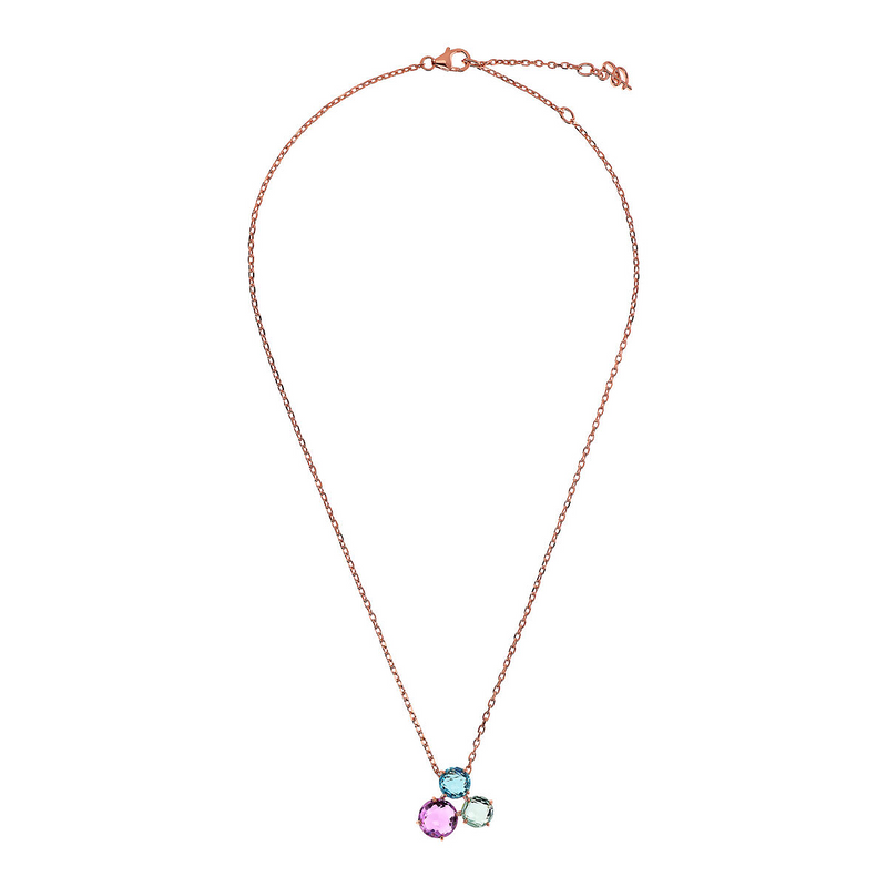 Collier avec Pendentif Trilogie en Pierre Prisma Gem Coupe Mosaïque