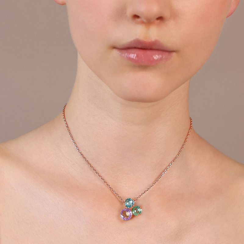 Necklace with Trilogy Pendant in Prism Gem Mosaic Cut