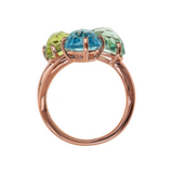 Bague trilogie avec coupe mosaïque prisme gemme