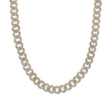 Golden Square Curb Chain Choker Necklace with Cubic Zirconia Pavé