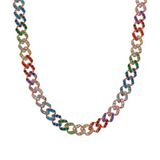 Squared Curb Chain Choker Necklace with Cubic Zirconia Pavé