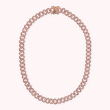 Squared Curb Chain Choker Necklace with Cubic Zirconia Pavé