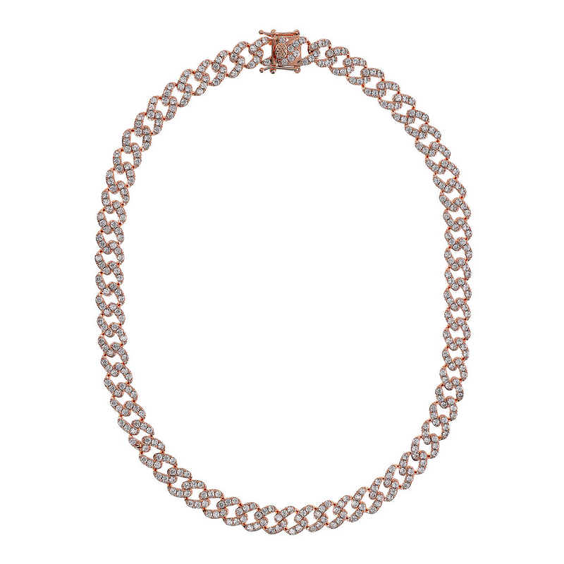 Collier ras du cou à chaîne gourmette carrée avec pavé de zircones cubiques