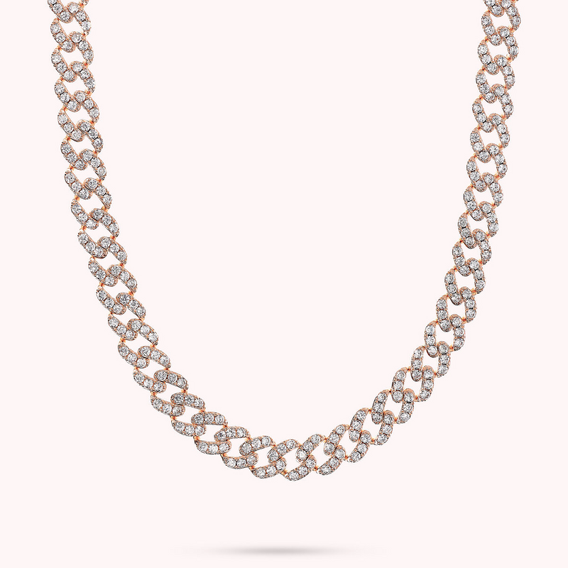 Squared Curb Chain Choker Necklace with Cubic Zirconia Pavé