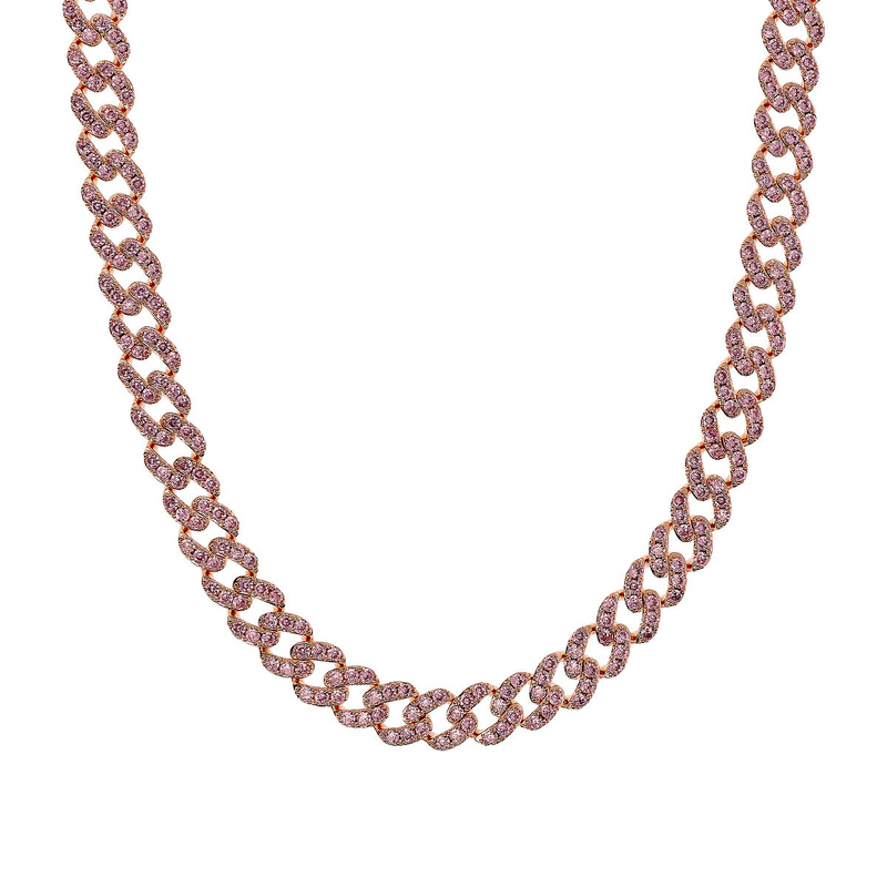 Squared Curb Chain Choker Necklace with Cubic Zirconia Pavé