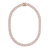 Squared Curb Chain Choker Necklace with Cubic Zirconia Pavé