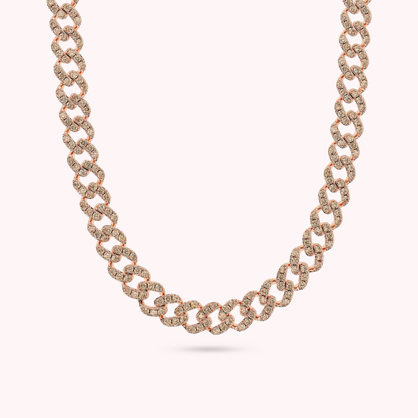 Squared Curb Chain Choker Necklace with Cubic Zirconia Pavé