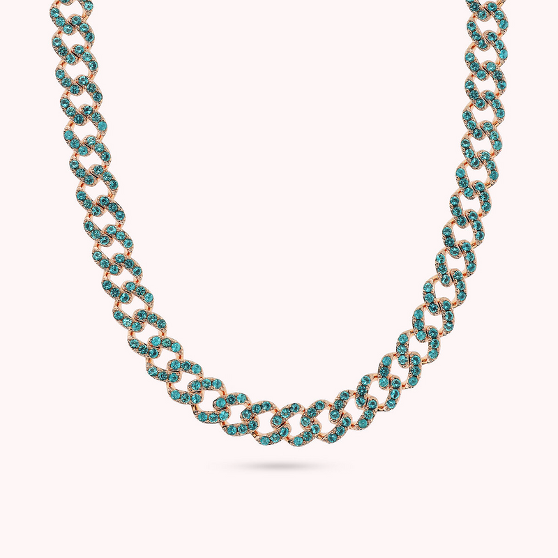 Squared Curb Chain Choker Necklace with Cubic Zirconia Pavé