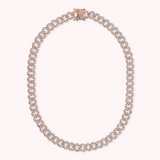 Squared Curb Chain Choker Necklace with Cubic Zirconia Pavé