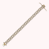 Golden Square Curb Chain Bracelet with Cubic Zirconia Pavé