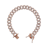 Squared Grumetta Chain Bracelet with Cubic Zirconia Pavé