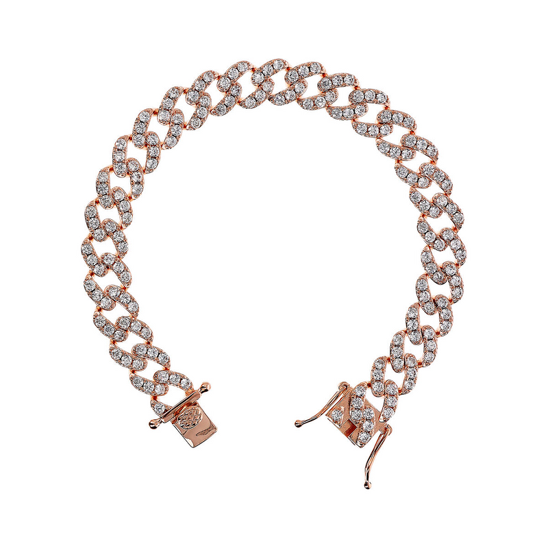 Bracciale Catena Grumetta Squadrata con Pavé di Cubic Zirconia