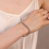 Squared Grumetta Chain Bracelet with Cubic Zirconia Pavé