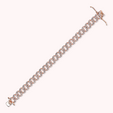 Squared Grumetta Chain Bracelet with Cubic Zirconia Pavé