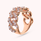 Squared Curb Chain Band Ring with Cubic Zirconia Pavé