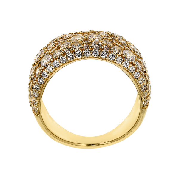 Golden Graduated Band Ring with Cubic Zirconia Pavé