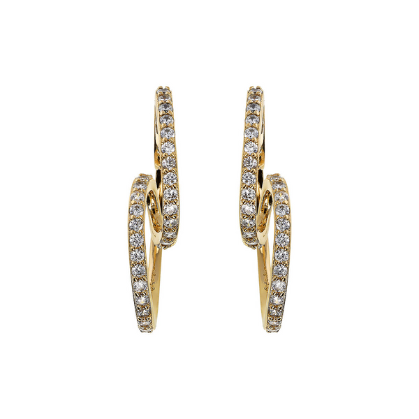 Golden Sinuous Drop Earrings with Cubic Zirconia