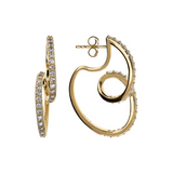 Golden Sinuous Drop Earrings with Cubic Zirconia