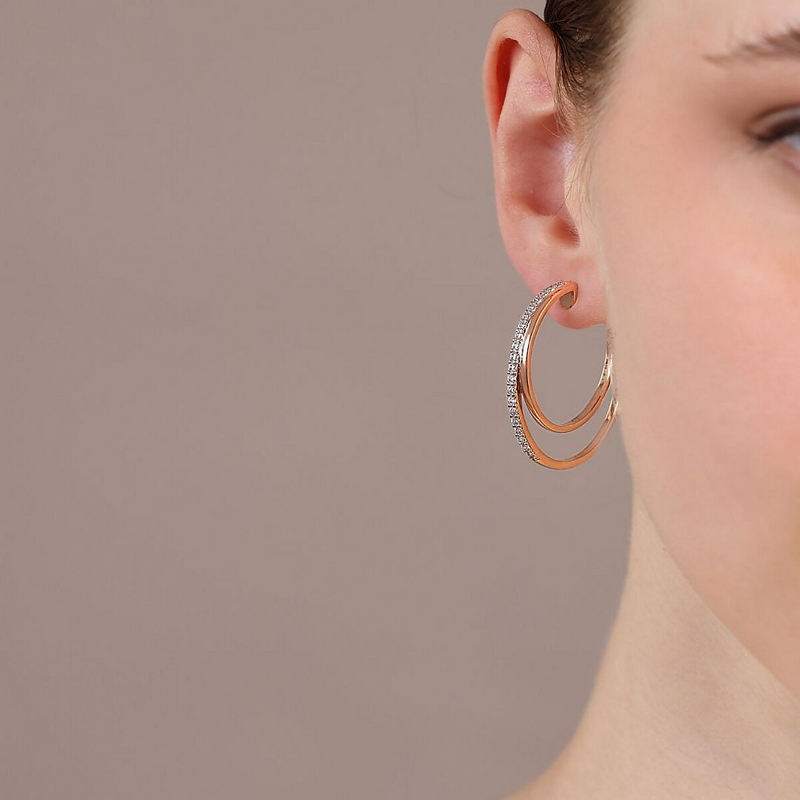 Double Graduated Circle Earrings with Cubic Zirconia