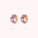 Hoop earrings with Mosaic Cut Gem Prism and Cubic Zirconia Pavé