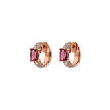 Hoop earrings with Mosaic Cut Gem Prism and Cubic Zirconia Pavé