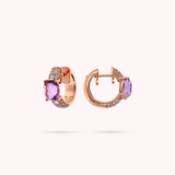 Hoop earrings with Mosaic Cut Gem Prism and Cubic Zirconia Pavé