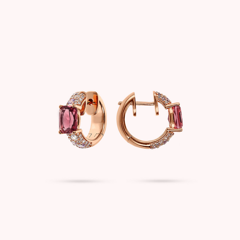 Hoop earrings with Mosaic Cut Gem Prism and Cubic Zirconia Pavé