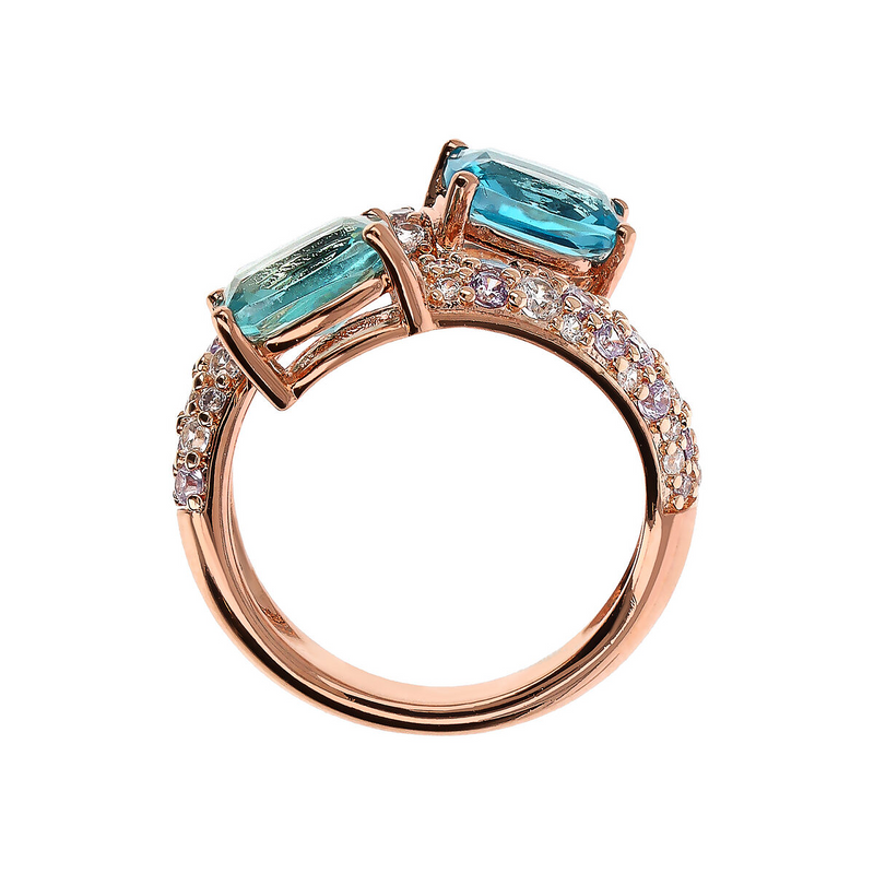 Bague Contrarié avec Prisma Gem Taille Mosaïque et Pavé Zircone Cubique