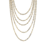 Multistrand Golden Graduated Necklace with Polished Flat Rolo Chain