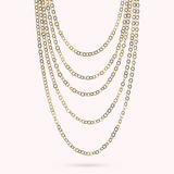 Multistrand Golden Graduated Necklace with Polished Flat Rolo Chain