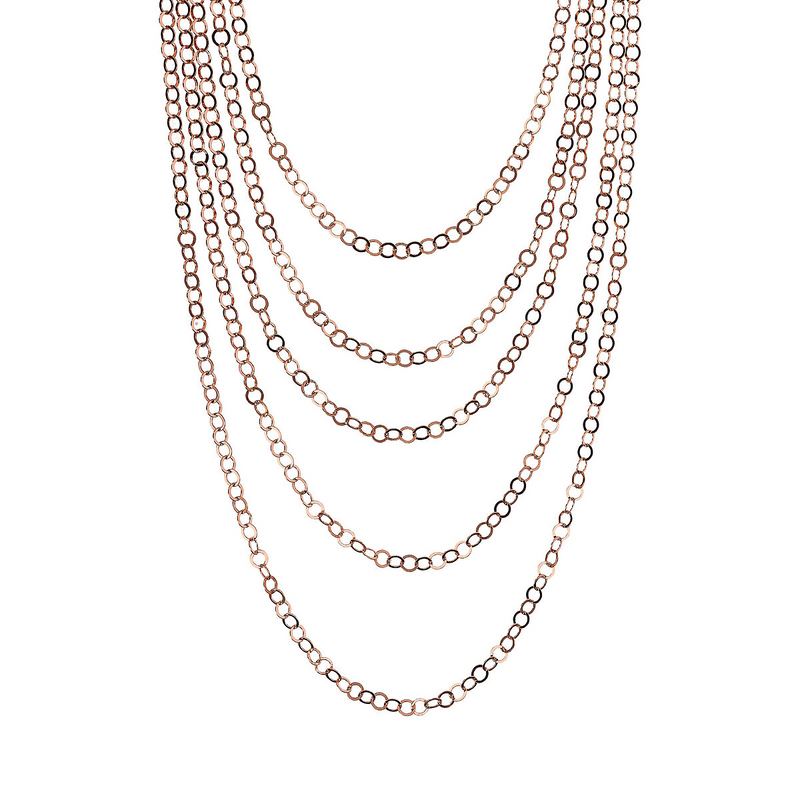 Graduated Multistrand Necklace with Polished Flat Rolo Chain