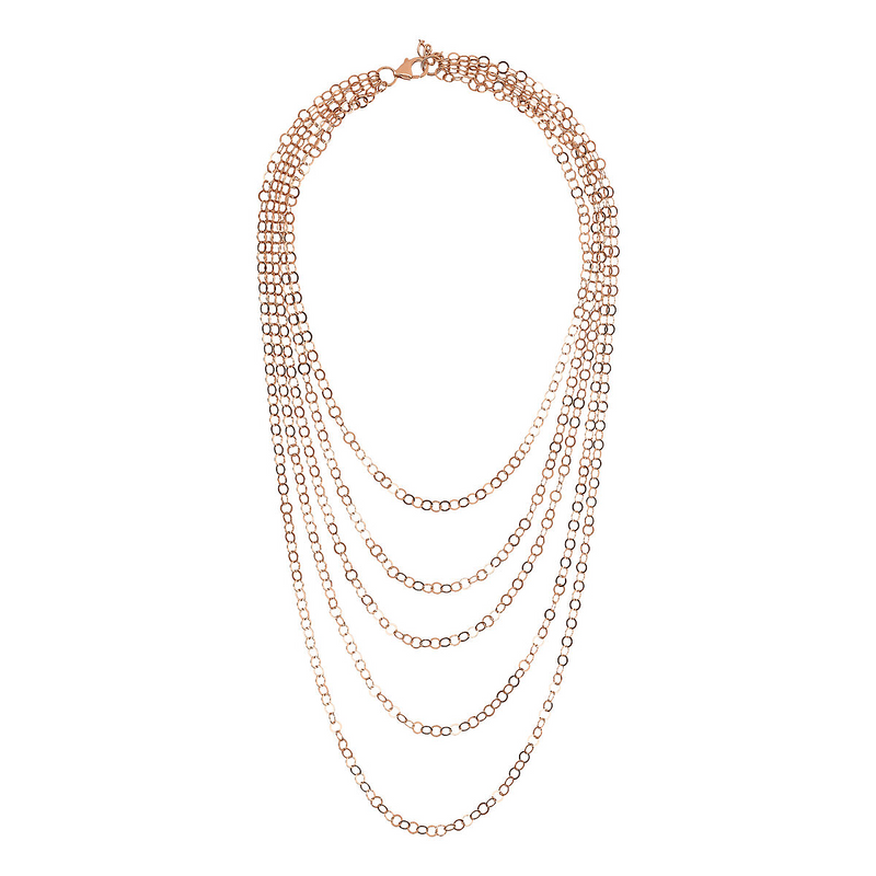 Graduated Multistrand Necklace with Polished Flat Rolo Chain