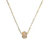 Collana Golden con Pendente a Rondella e Cuori in Cubic Zirconia