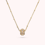 Collana Golden con Pendente a Rondella e Cuori in Cubic Zirconia