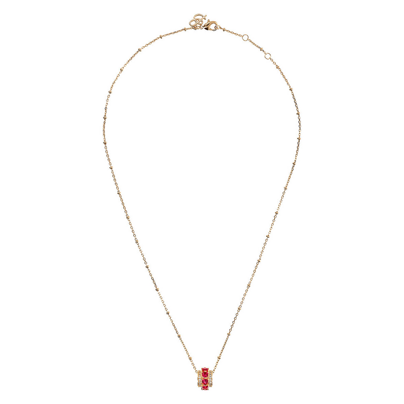 Collana Golden con Pendente a Rondella e Cuori in Cubic Zirconia