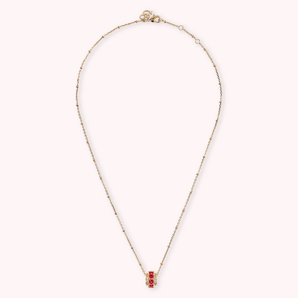 Collana Golden con Pendente a Rondella e Cuori in Cubic Zirconia