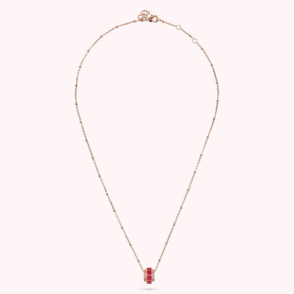 Collana con Pendente a Rondella e Cuori in Cubic Zirconia