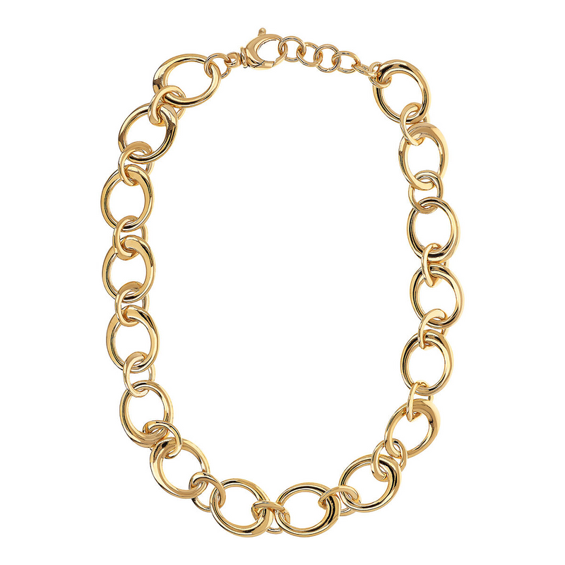 Golden Necklace with Oval Links alternating with Rings