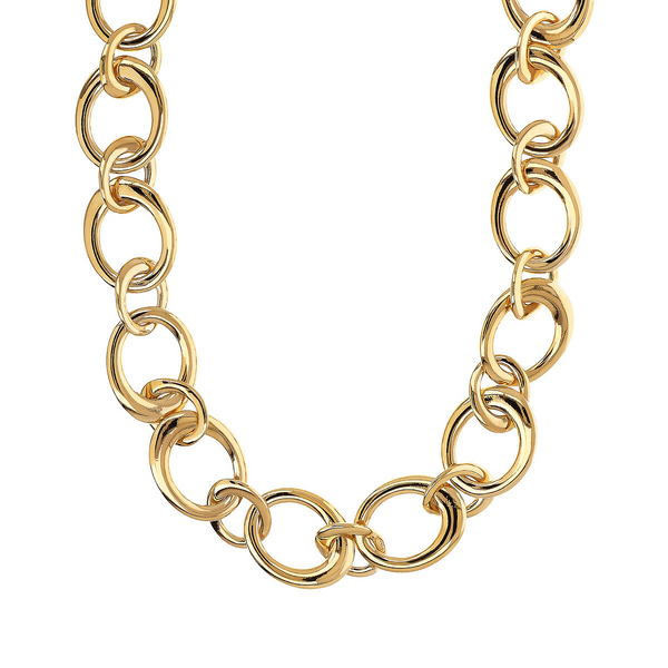 Golden Necklace with Oval Links alternating with Rings