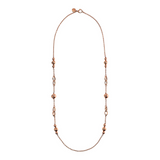 Long Necklace with Intertwined Oval Links and Shiny Beads