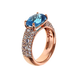 Ring with Mosaic Cut Gem Prism and Cubic Zirconia Pavé