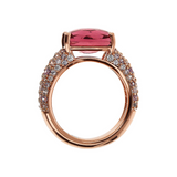 Ring with Mosaic Cut Gem Prism and Cubic Zirconia Pavé