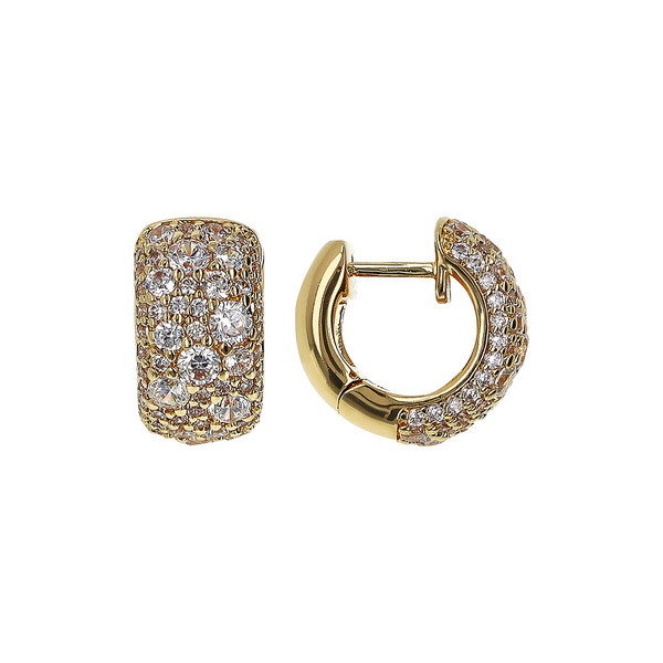 Golden Hoop Earrings in Cubic Zirconia Pavé