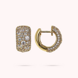 Golden Hoop Earrings in Cubic Zirconia Pavé