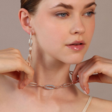 Marquise Link Choker Necklace and Cubic Zirconia Pavé Element