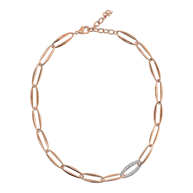 Marquise Link Choker Necklace and Cubic Zirconia Pavé Element