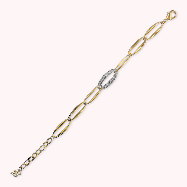 Bracciale Golden Maglie Marquise ed Elemento in Pavé di Cubic Zirconia